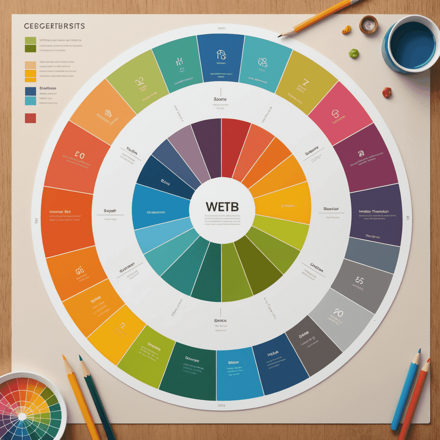 Rueda de color y ejemplos de diseños web con diferentes esquemas de color